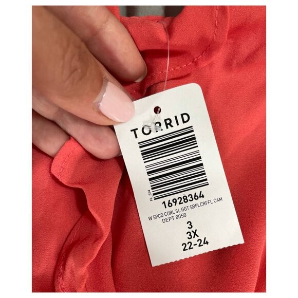 Torrid Orange Summer Blouse with Ruffles‎ NWT Size 3X - Picture 4 of 6